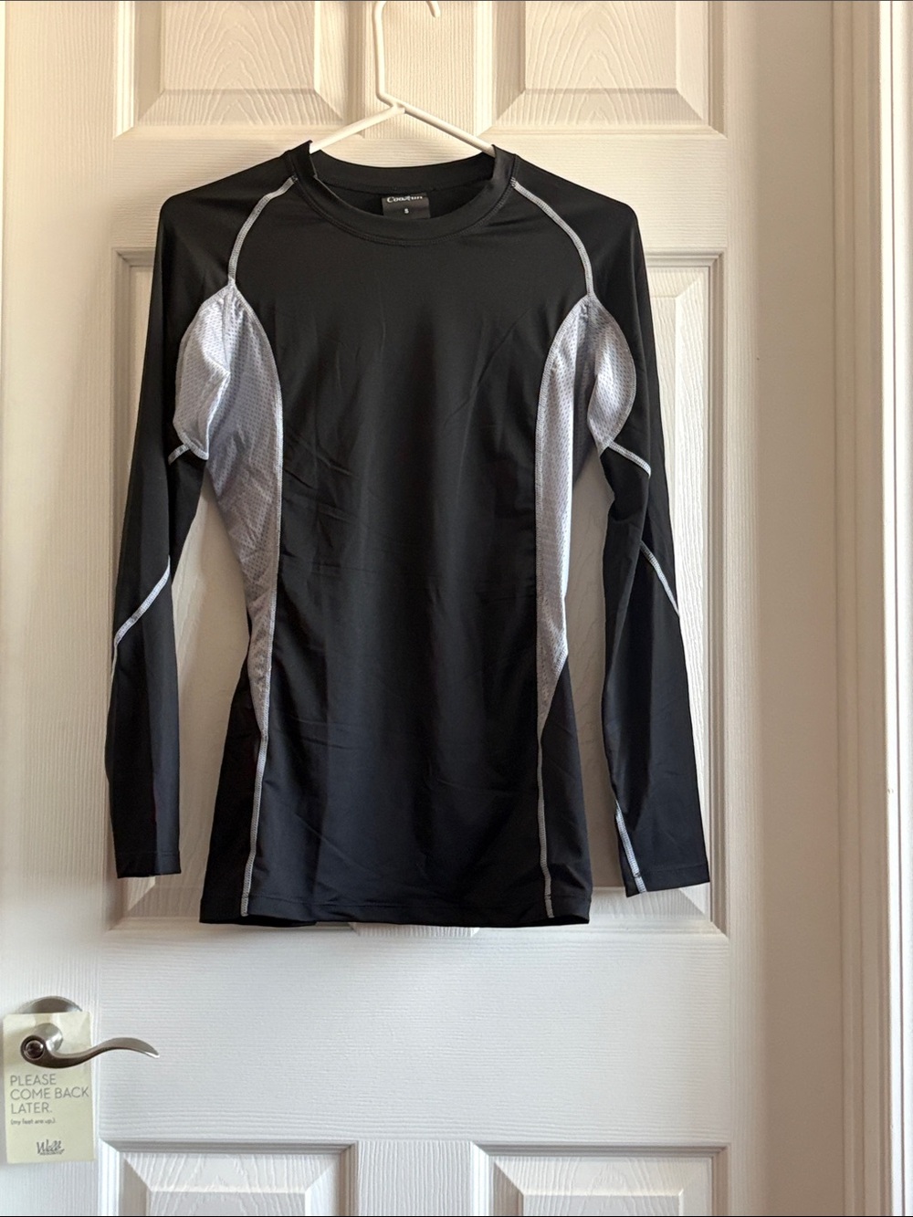 C9 Champion Women's Black Long Sleeve Active Tee with Gray Panels